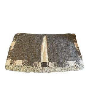 Accessory St. New York Women’s Grey Patch Pullover Shawl Wrap One Size Fringe